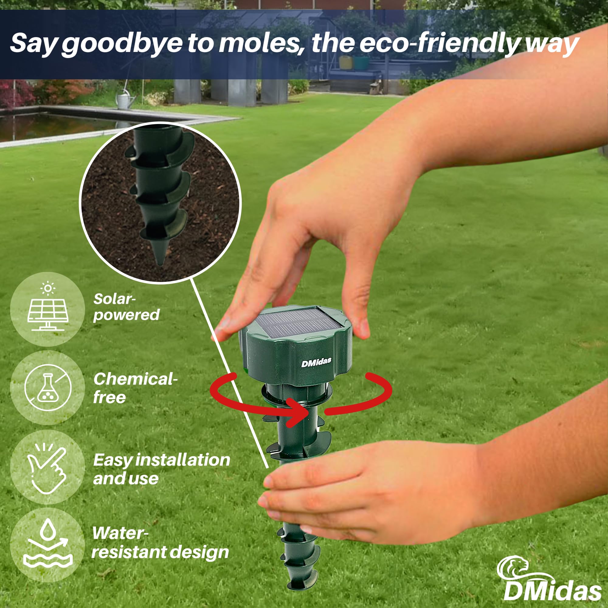 Mole Repellent for Lawns - Gopher Repellent Ultrasonic - Mole and Vole Repellent - Solar Mole Repellent Ultrasonic - Mole Repellent Solar Powered - Best Thing to Get Rid of Snakes (2 Units)