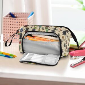 Fisyme Ladybugs Beetles Bugs Pencil Case Large Capacity Pencil Pouch Pen Bags Box Big Makeup Pencil Case Organizer