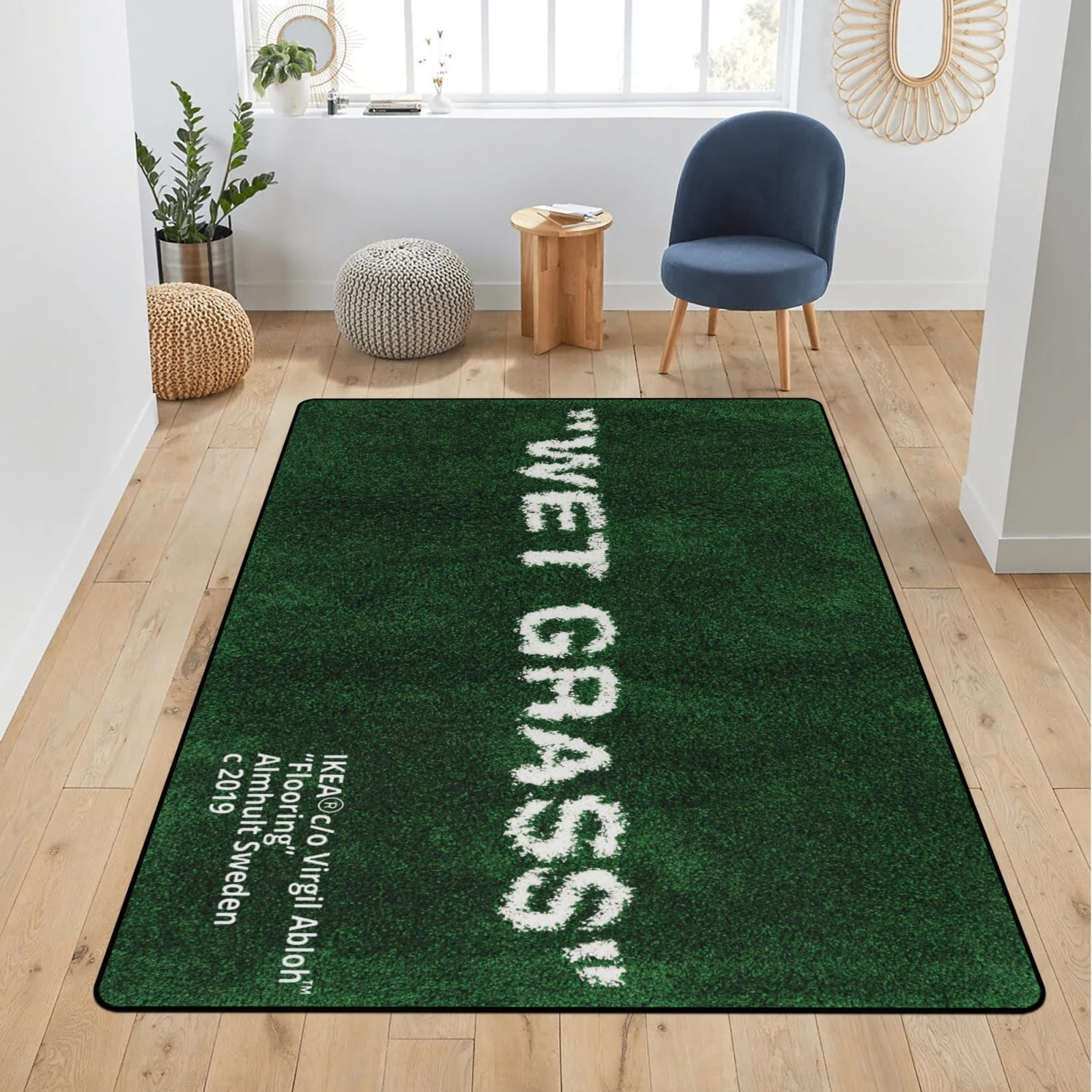 ZTFGZSXG Keep Off Wet Grass Area Rugs Green 3D Printed Modern Large Carpet Non-Slip Floor Mat Rugs for Bedroom Livingroom Home Decor Mat 16"" x 24""