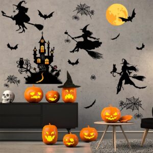 halloween decorations decals witches wall decor black bats castle stickers halloween wall decal peel and stick halloween party supplies scary spider vinyl sticker art murals for home window door decor