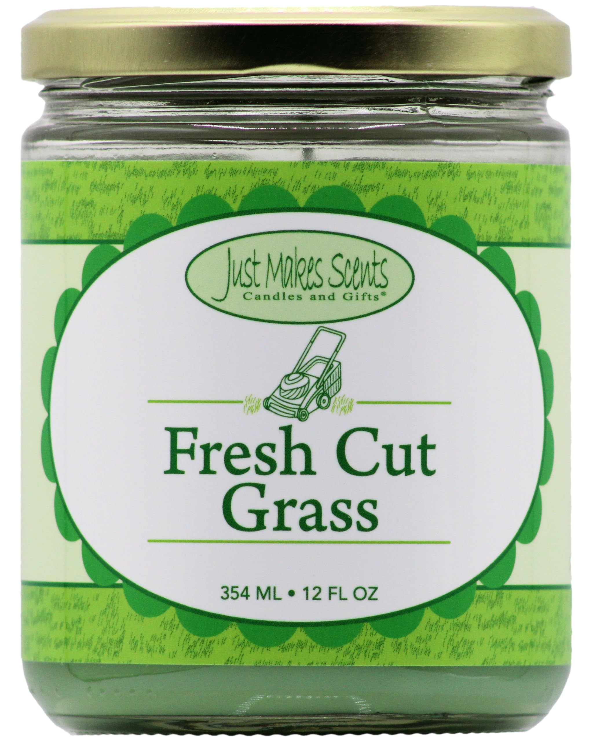 Fresh Cut Grass Scented Blended Soy Candle by Just Makes Scents (12 oz)