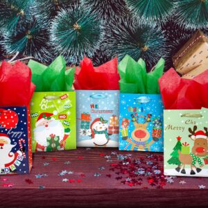 ysmile Small Christmas Gift Bag with Wrapping Paper in Bulk 20 Pack