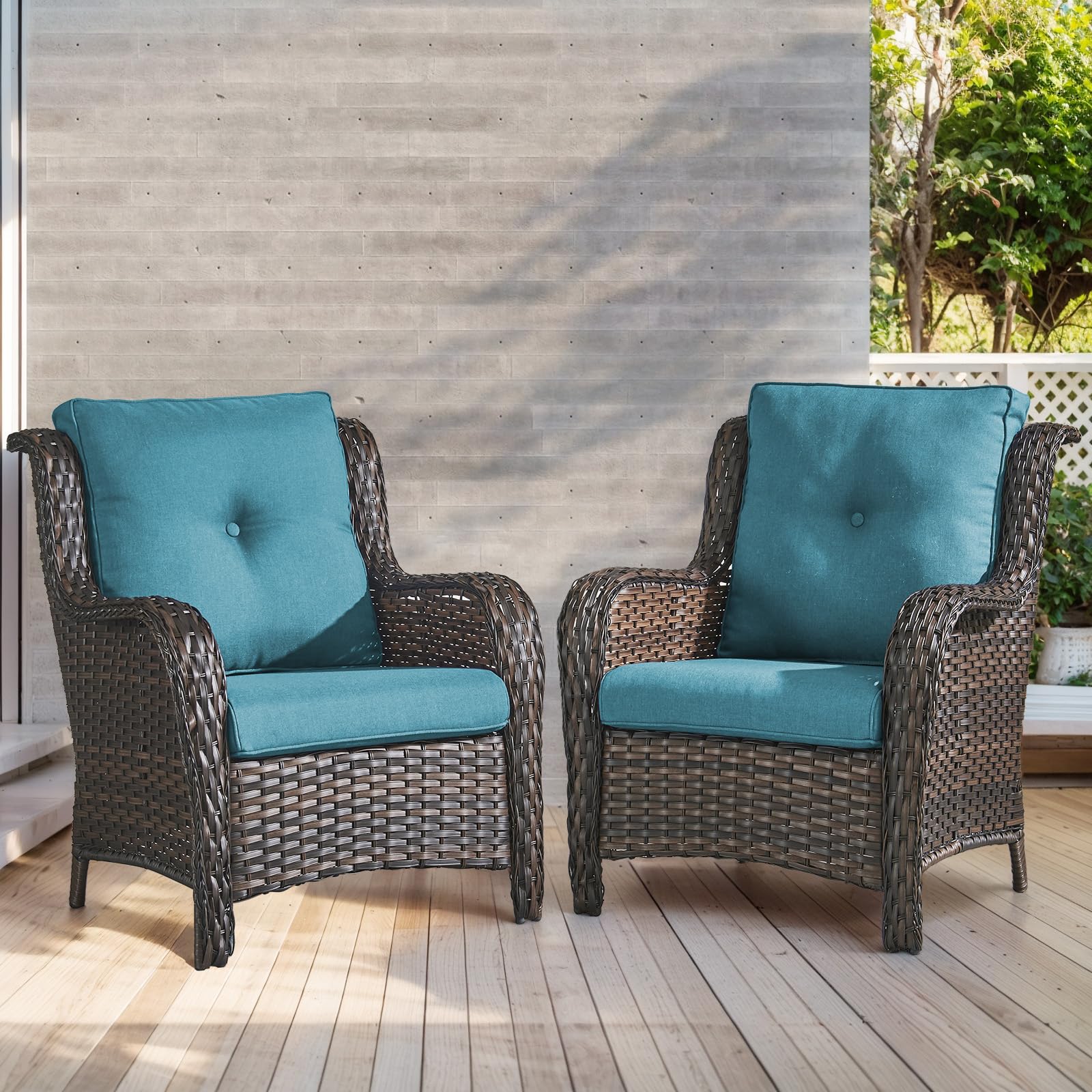 Outdoor Chair Cushions-Patio Chair Cushions Set of 2 with Removable Cover 22 X 25 Inch Outdoor Cushions for Patio Furniture Chair Sofa Couch-Lake Blue