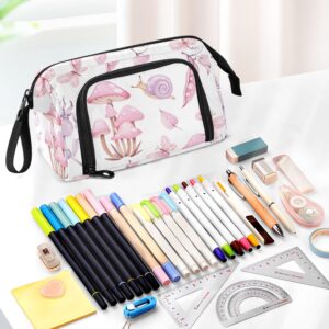 Fisyme Mushrooms Fairy Forest Pencil Case Large Capacity Pencil Pouch Pen Bags Box Big Makeup Pencil Case Organizer