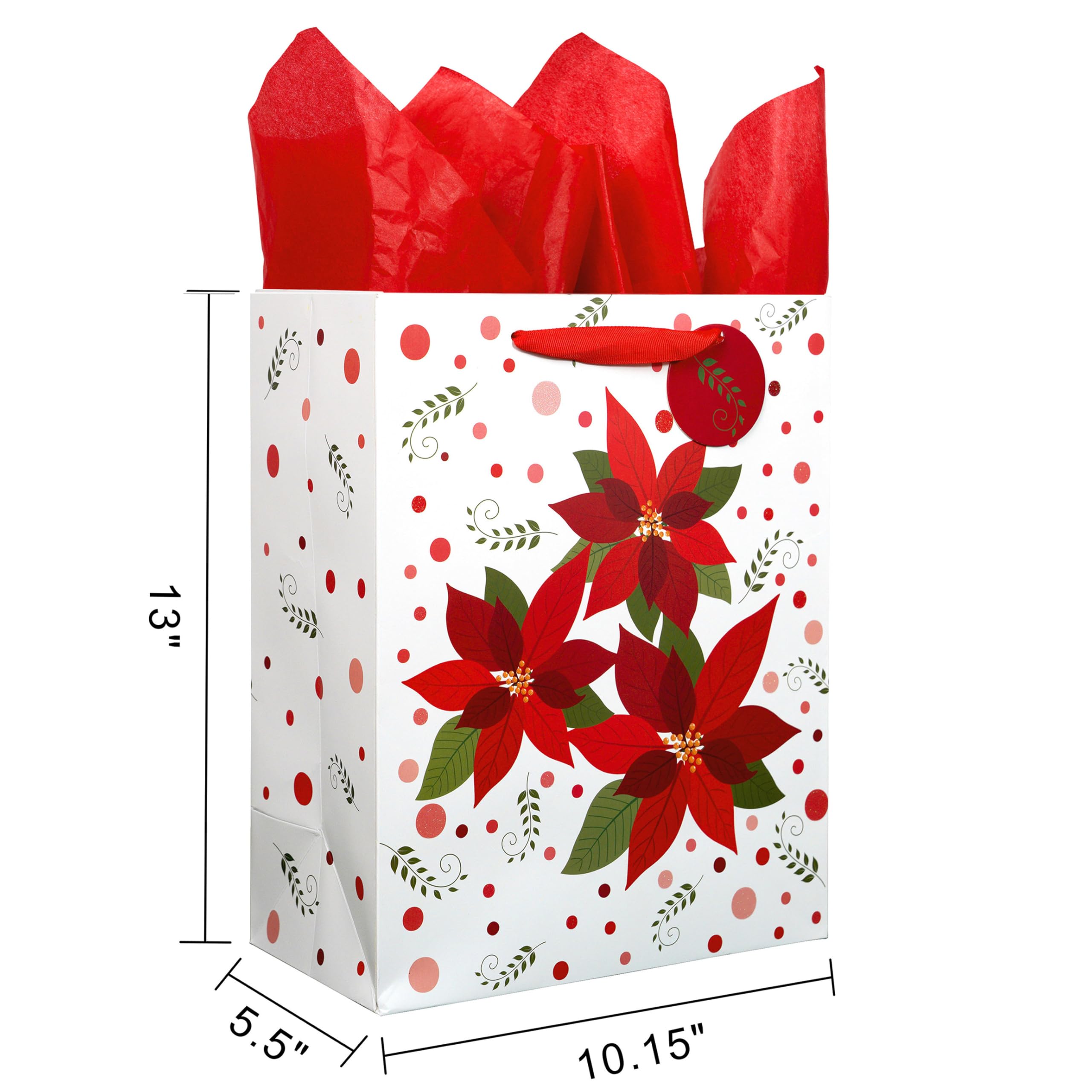 SUNCOLOR 3 Pack 13" Large Christmas Gift Bags with Tissue Paper