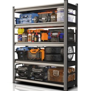 prestelion 72" h garage shelving unit-adjustable 5-tier heavy-duty metal storage rack|3000 lbs capacity shelf|easy assembly shelves|rust-resistant|perfect for garage basement workshop organization