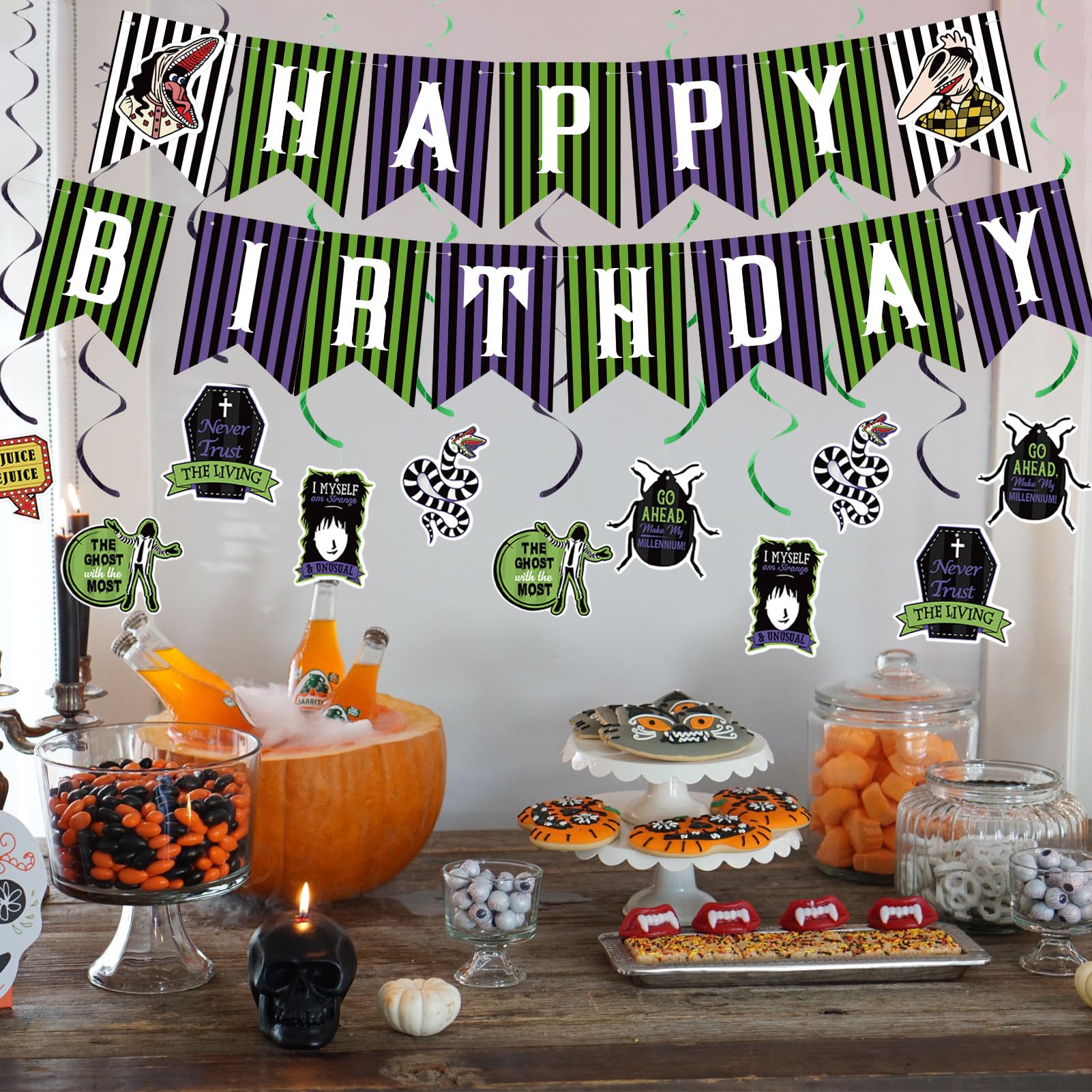 3yankite Beetle Birthday Decoration It's Show Time Theme Party Supplies Décor with Banner Perfect for Halloween Fun & Spooky Parties