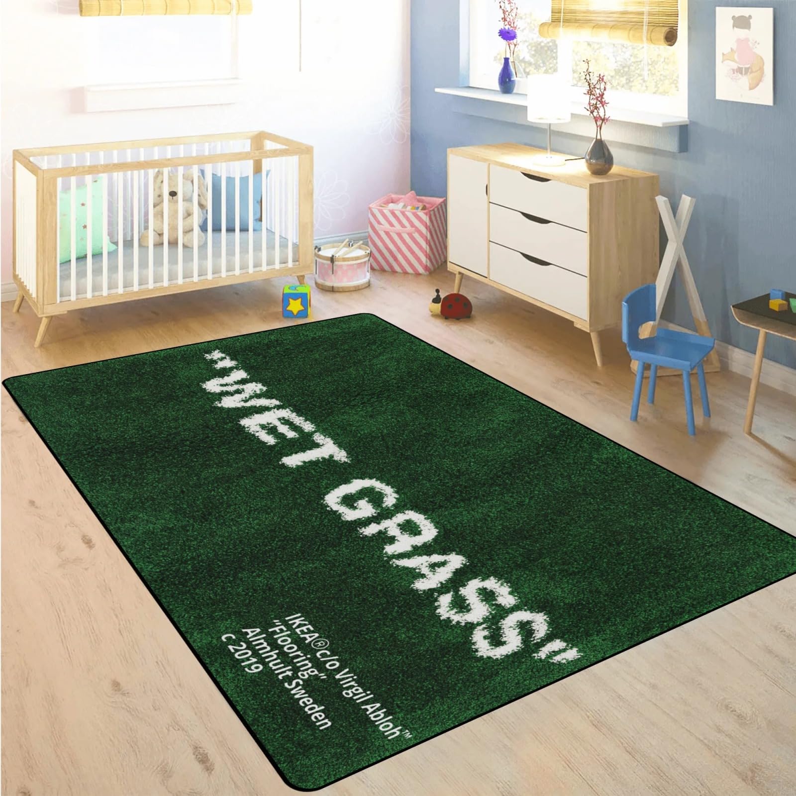 ZTFGZSXG Keep Off Wet Grass Area Rugs Green 3D Printed Modern Large Carpet Non-Slip Floor Mat Rugs for Bedroom Livingroom Home Decor Mat 16"" x 24""