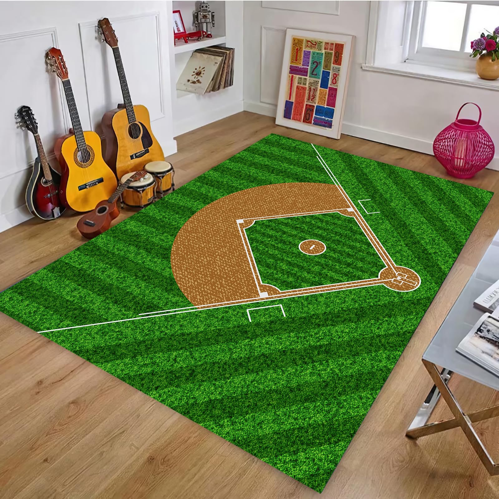 Osimiccp Baseball Rug for Boys Bedroom 3'x5' Non Slip Sports Rug,Boys Rugs for Bedroom Living Room Baseball Room Decor