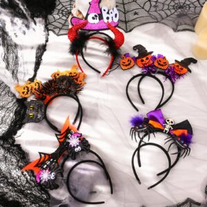 Mega-L 10 Pcs Halloween Headband, Halloween Party Favors Witch Hat, Pumpkin, Spiderweb Glittering Headband Supplies Headwear Photo Booth Props for Women Adult Cosplay Costume Party (One Size Fits All)