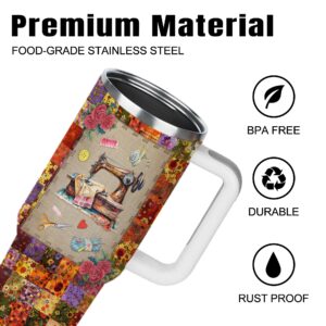 CGMIBAS 40oz Sewing Tumbler with Lid and Straw, Quilting Crochet Lover Gifts for Women Mom Grandma Sewing Cup, Quilting Tumblers for Quilters, Quilting Sewing Coffee Mug, Sewing Lovers Birthday Gifts