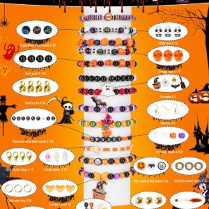 Goldwise Halloween Friendship Bracelet Kit,1 Box Halloween Beads and Black Letter Beads (A-Z) for Jewelry Making, Varieties of Halloween Charms Jewelry Making，DIY Crafts for Gifts Party Favors