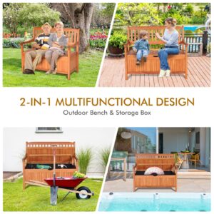 Toolsempire Outdoor Storage Bench, Wooden Bench with Storage, Removable Lining & Portable Handles, Patio Storage Bench Dech Bench for Outdoor, Garden, Balcony & Porch