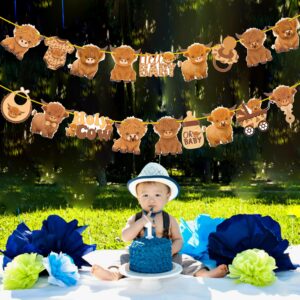 Highland Cow Baby Shower Banners 2Pcs Holy Cow Baby Shower Decorations Highland Cow Party Cutout Banners Oh Baby Party Decorations for Cow Cattle Baby Shower Birthday Party Supplies