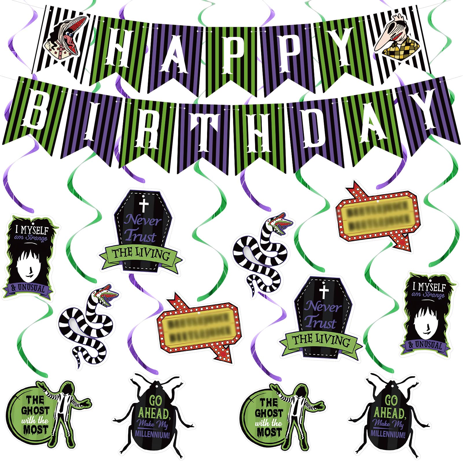 3yankite Beetle Birthday Decoration It's Show Time Theme Party Supplies Décor with Banner Perfect for Halloween Fun & Spooky Parties