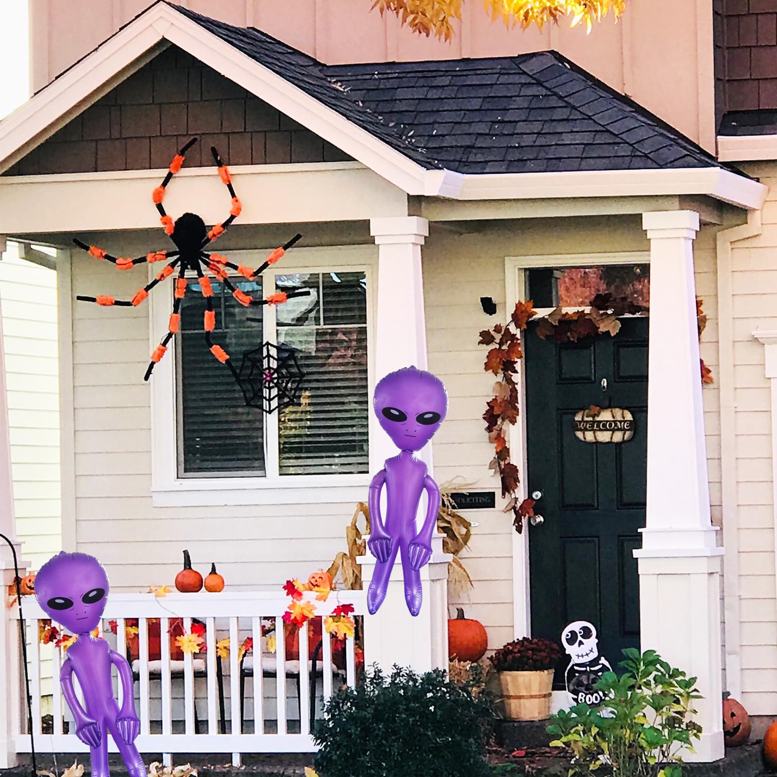 ZCMG 2 Pcs Halloween Inflatable Alien 35.4 Inch Jumbo Inflatable Blow Up Alien Toy Decorations for Birthday Baby Shower Summer Beach Pool Holiday Festival Carnival Alien Theme Party Supplies Purple