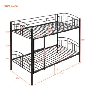 Metal Bunk Bed Frame for Kids, Twin Over Twin with headboard and Footboard (Black)