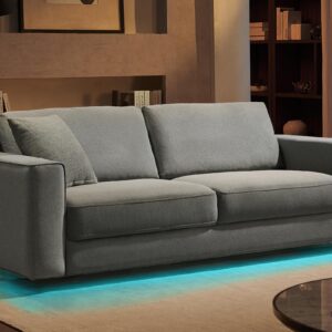 VanAcc Modern Sofa, 89 inch 3 Seater Sofa with LED Light, Floating Sofa Couch for Living Room, Linen Grey Oversized Couch