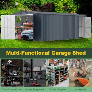 Large Metal Outdoor Storage Shed 13x20 Feet, with 1 Openable Window, 2 Doors, and 4 Ventilation Openings for A Large Metal Garage Shed for Cars, Trucks, Bicycles, Trash Cans, Tools, and Lawn Mowers