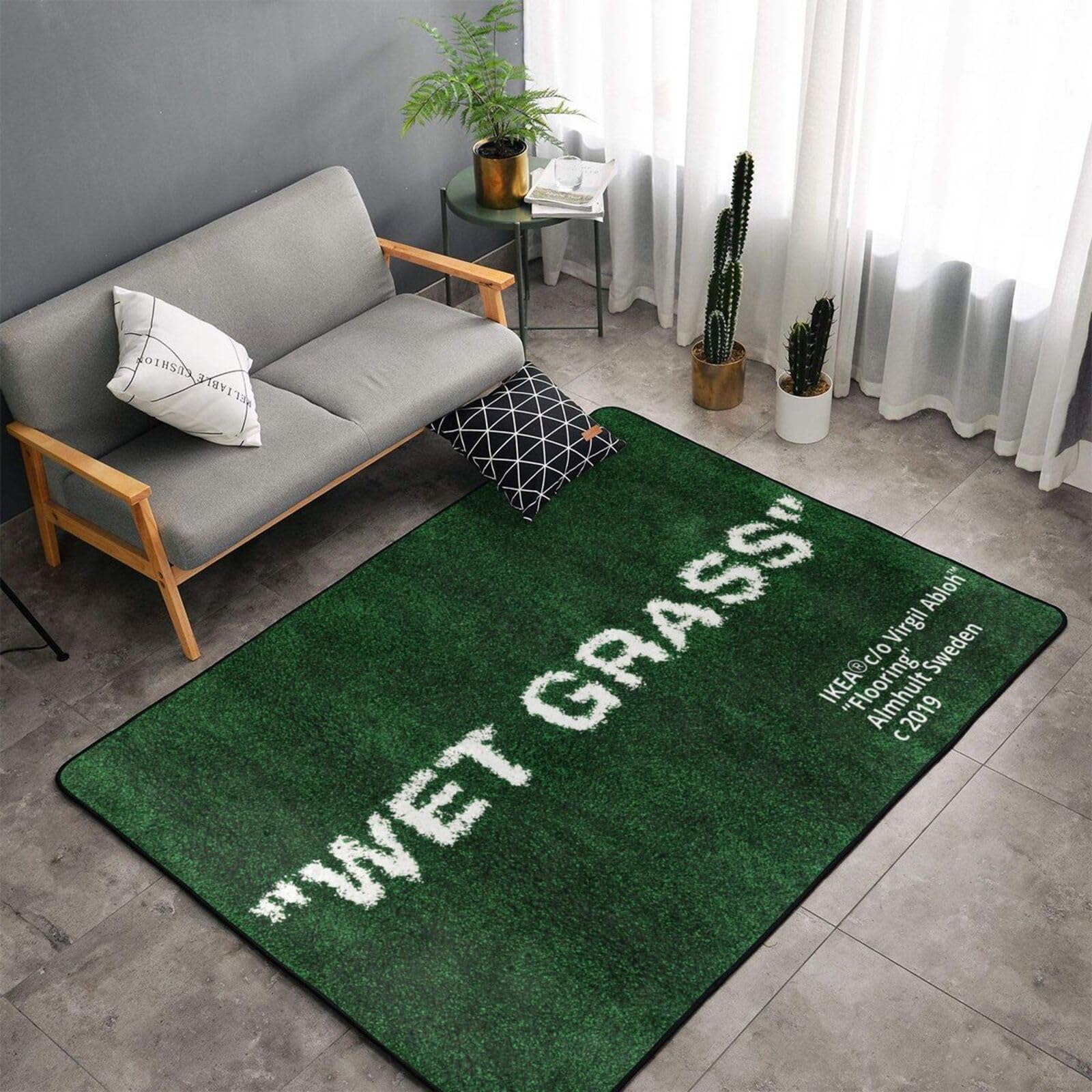 ZTFGZSXG Keep Off Wet Grass Area Rugs Green 3D Printed Modern Large Carpet Non-Slip Floor Mat Rugs for Bedroom Livingroom Home Decor Mat 16"" x 24""