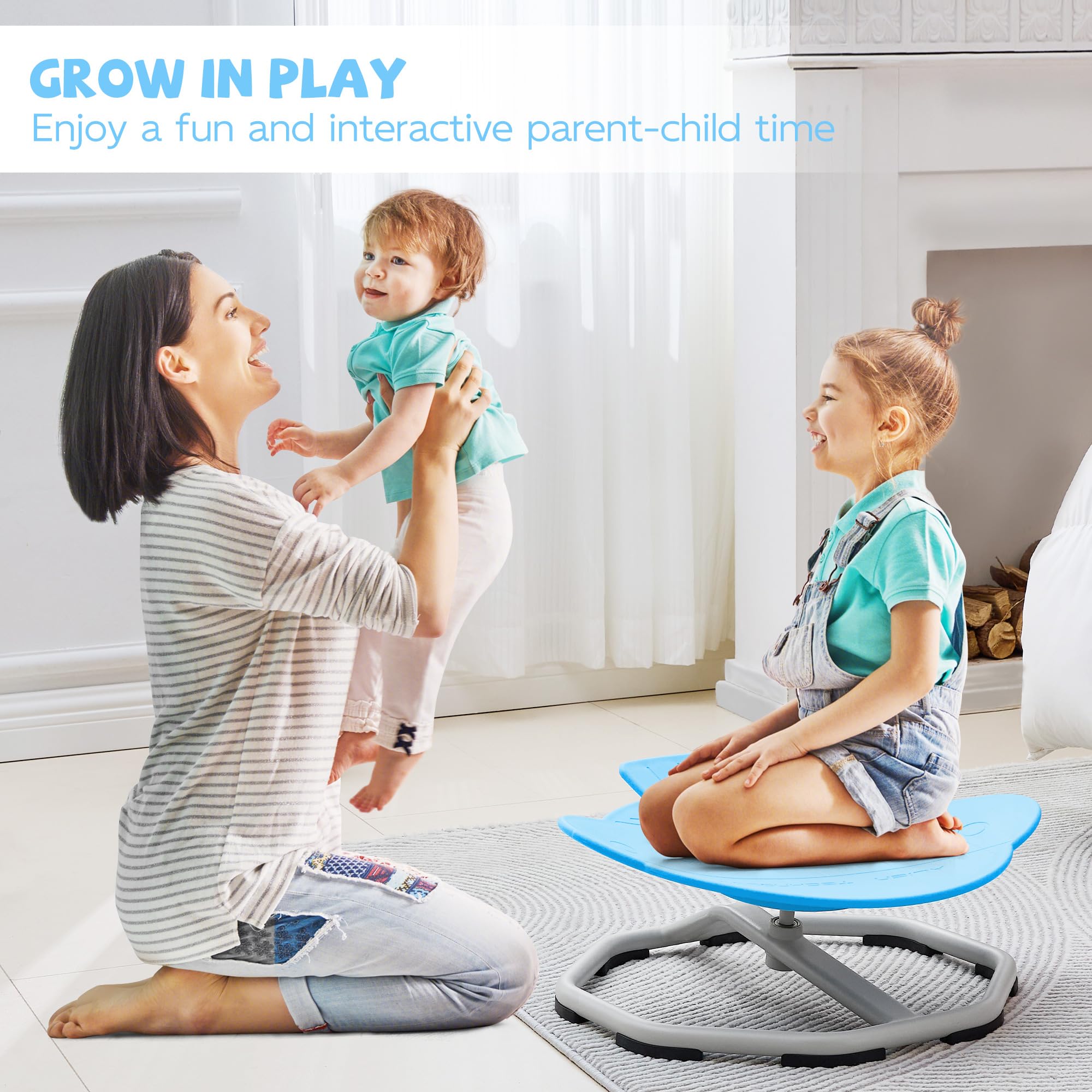 Jootan Sensory Spinning Chair, Spin Chair for Kids Autism, Non-Slip Kids Swivel Chair, Kids Sensory Chair, Sit and Spin Toy Training Body Coordination (Blue)