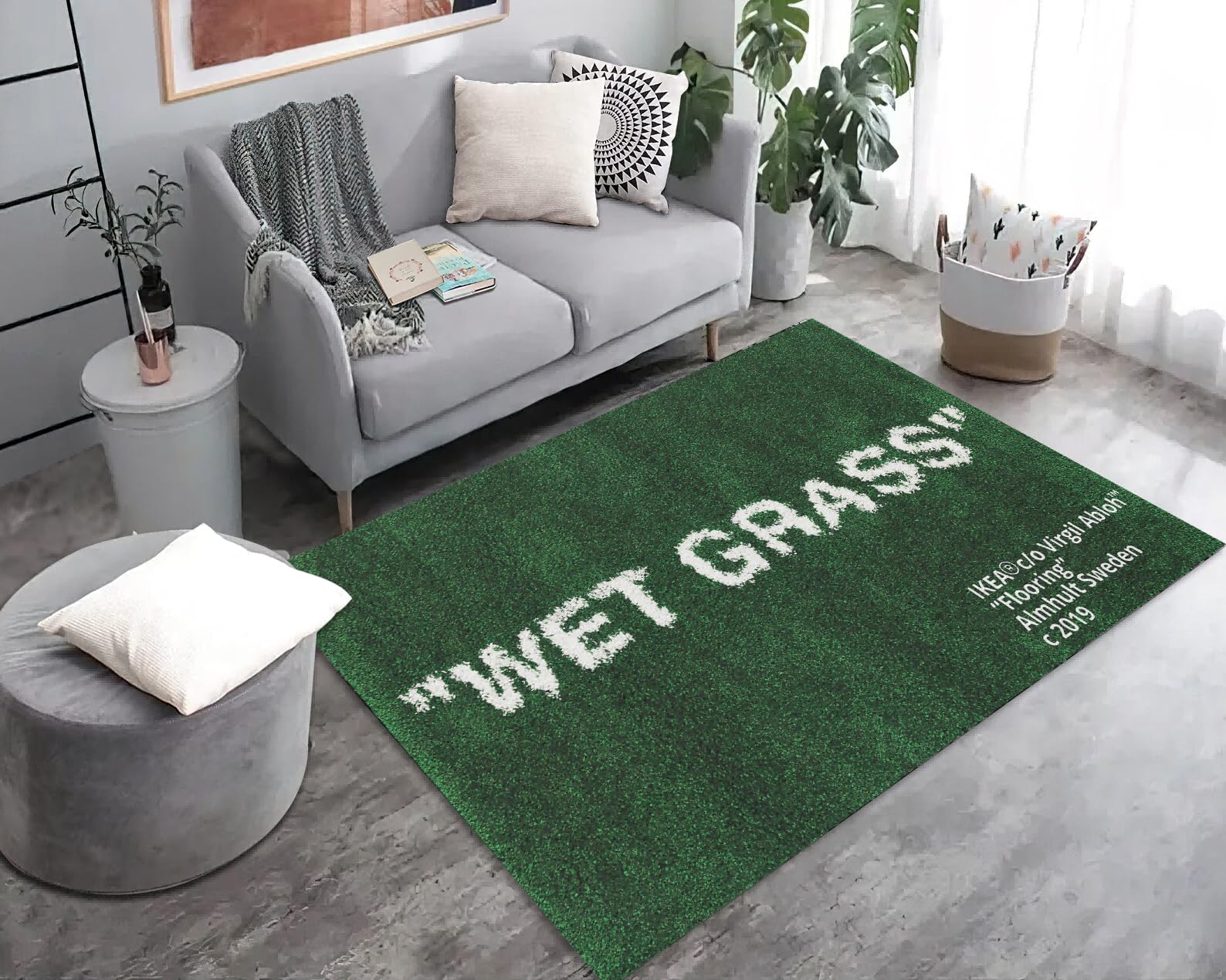 ZTFGZSXG Keep Off Wet Grass Area Rugs Green 3D Printed Modern Large Carpet Non-Slip Floor Mat Rugs for Bedroom Livingroom Home Decor Mat 16"" x 24""