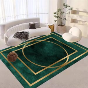 rugylsf area rugs non-slip washable entrance rugs gold round rectangle border emerald green marble textured area rugs bedroom dining room office decor kitchen rugs 2x5ft