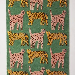 Handmade Catwalk Rug Woolen Animal Print & Thick Green Carpet Area Rug Living Room Bedroom for Kids Room (Green, 6x6' Round)