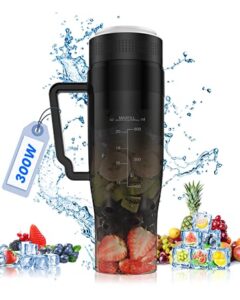 moko 22 oz personal blender portable blender, 300w smoothie blender for shakes and smoothie,portable blender with 6 blades, bpa free,handle and straw lid, blender for anywhere,transparent black