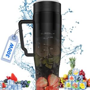 MoKo 22 oz Personal Blender Portable Blender, 300W Smoothie Blender for Shakes and Smoothie,Portable Blender with 6 Blades, BPA Free,Handle and Straw Lid, Blender for Anywhere,Transparent Black