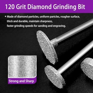 Stone Carving Set Diamond Grinding Bit Compatible with Dremel, 52Pcs Polishing Kit Diamond Bits 1/8" (3mm) Shank Accessories for Stone Glass Ceramics Carving, Polishing, Grinding