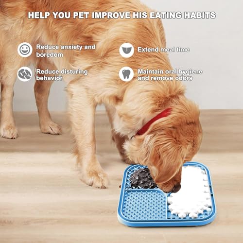 Azyh Licking Mat for Dogs & Cats 2 Pack, Slow Feeder Lick Pat for Large Dogs and Puppies, Anxiety Relief Dog Toys Feeding Mat for Butter Yogurt Peanut, Pets Bathing Grooming Training Mat (9.9'' × 6'')