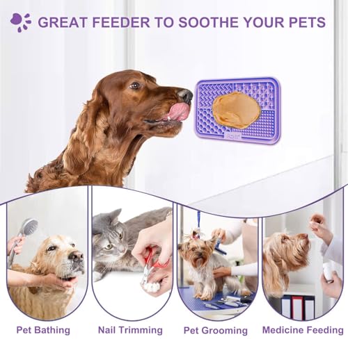 Azyh Licking Mat for Dogs & Cats 2 Pack, Slow Feeder Lick Pat for Large Dogs and Puppies, Anxiety Relief Dog Toys Feeding Mat for Butter Yogurt Peanut, Pets Bathing Grooming Training Mat (9.9'' × 6'')