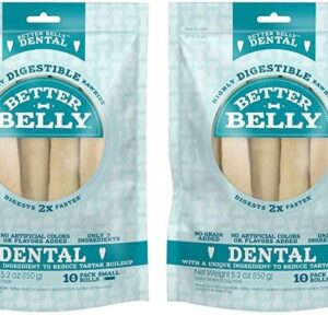 Better Belly Highly Digestible Rawhide Dental Chews, Treat Your Dog to a Chew with NO Artificial Colors or Flavors (Pack of 2)