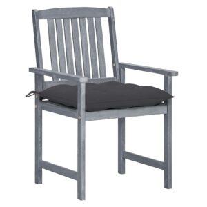 KCCKOM Patio Chairs with Cushions 2 pcs Gray Solid Acacia Wood,Rustic Acacia Wood Patio Chairs with Anthracite Cushions for Outdoor Comfort Patio Furniture & Accessories