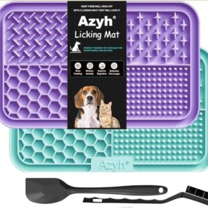 Azyh Licking Mat for Dogs & Cats 2 Pack, Slow Feeder Lick Pat for Large Dogs and Puppies, Anxiety Relief Dog Toys Feeding Mat for Butter Yogurt Peanut, Pets Bathing Grooming Training Mat (9.9'' × 6'')