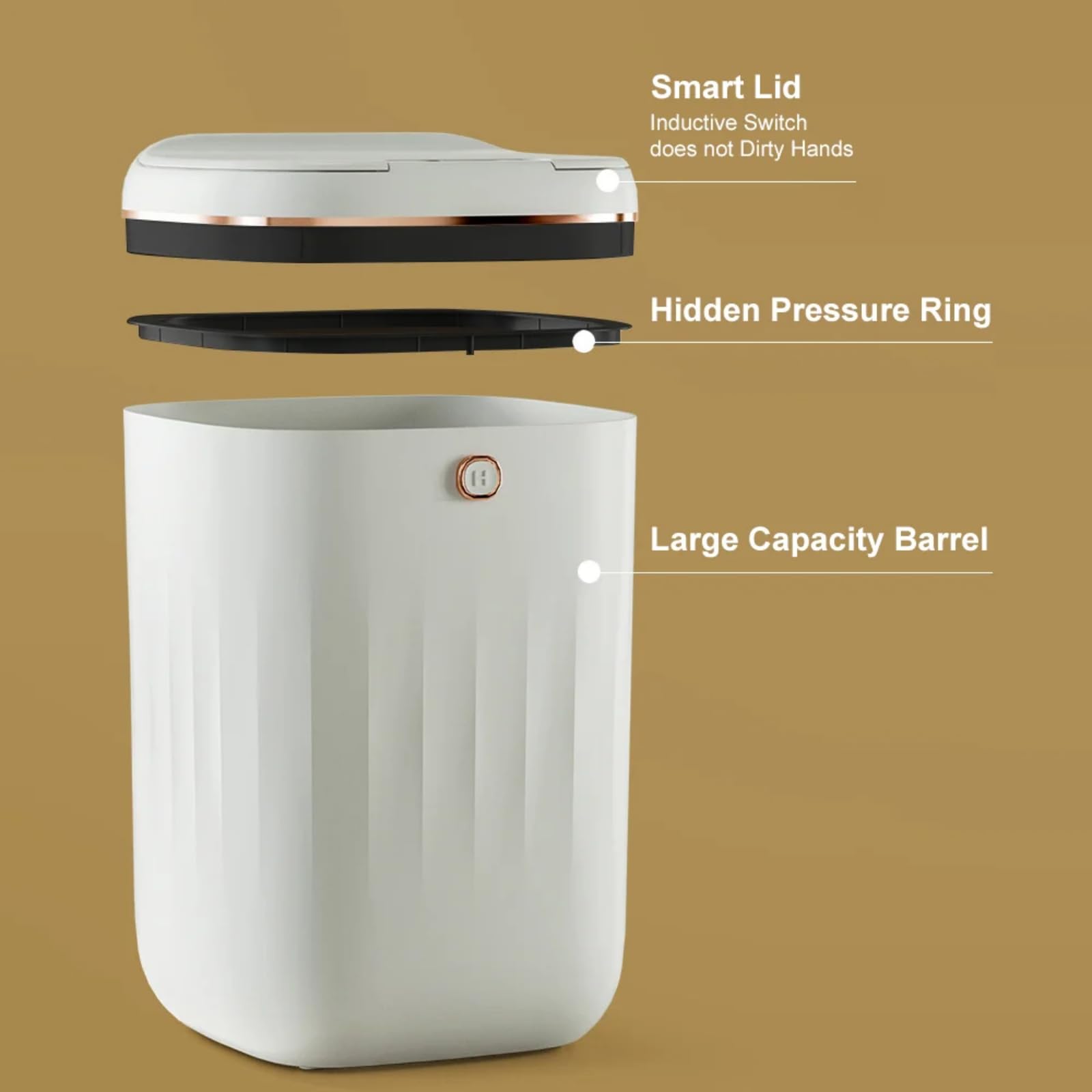 homary Automatic Trash Can 5 Gallon Touchless Motion Sensor Trash Can White Smart Garbage Can for Bathroom Kitchen Office