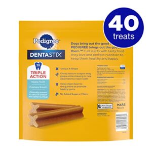 Pedigree DENTASTIX Large Dog Dental Treats Original Flavor Dental Bones, 2.08 lb. Value Pack (40 Treats)(Packaging May Vary) (Pack of 2)