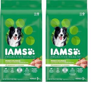 iams adult minichunks small kibble high protein dry dog food with real chicken, 3.3 lb. bag (pack of 2)