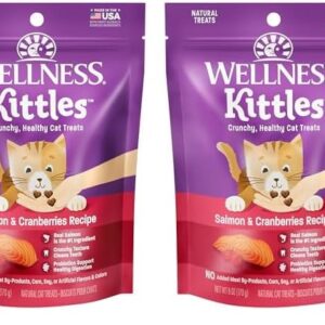 Wellness Kittles Natural Grain Free Cat Treats, Salmon & Cranberries, 6-Ounce Bag (Pack of 2)