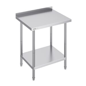 vevor 24 x 30 x 36 inch stainless steel work table, commercial food prep worktable heavy duty prep worktable, metal work table with adjustable height for restaurant, home and hotel