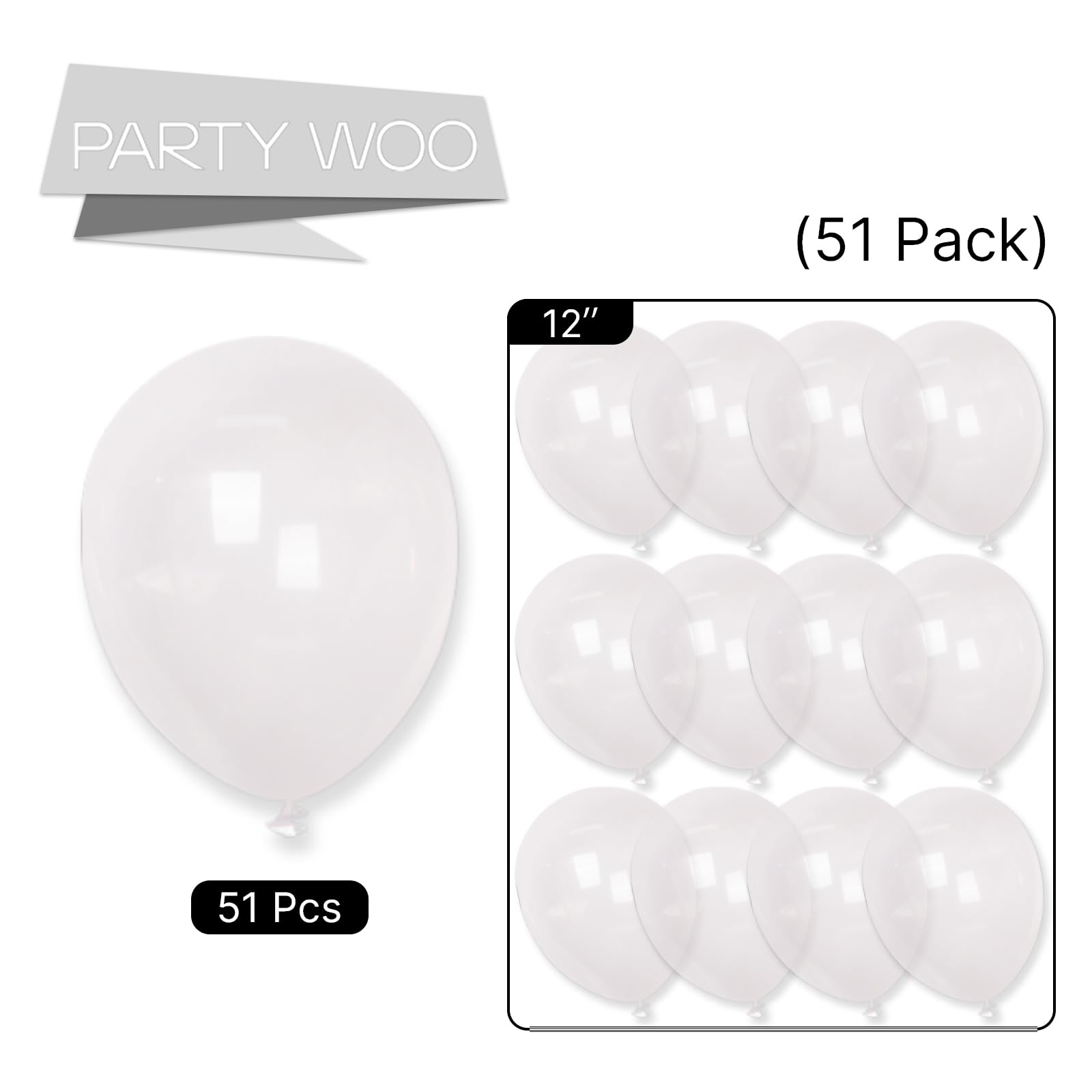 PartyWoo Clear Balloons 51 pcs 12 Inch Transparent Balloons Bubble Balloons Clear Balloons Bubbles for Party Decoration Graduation Bridal Birthday Baby Shower Wedding Party Decorations Clear-Y2