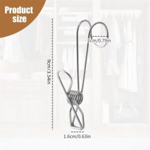 6/12Pcs Stainless Steel Metal Long Tail Clip with Hook Large Clothes Pins Clips (6)