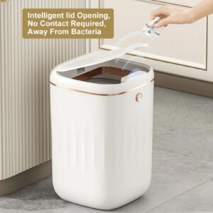 homary Automatic Trash Can 5 Gallon Touchless Motion Sensor Trash Can White Smart Garbage Can for Bathroom Kitchen Office