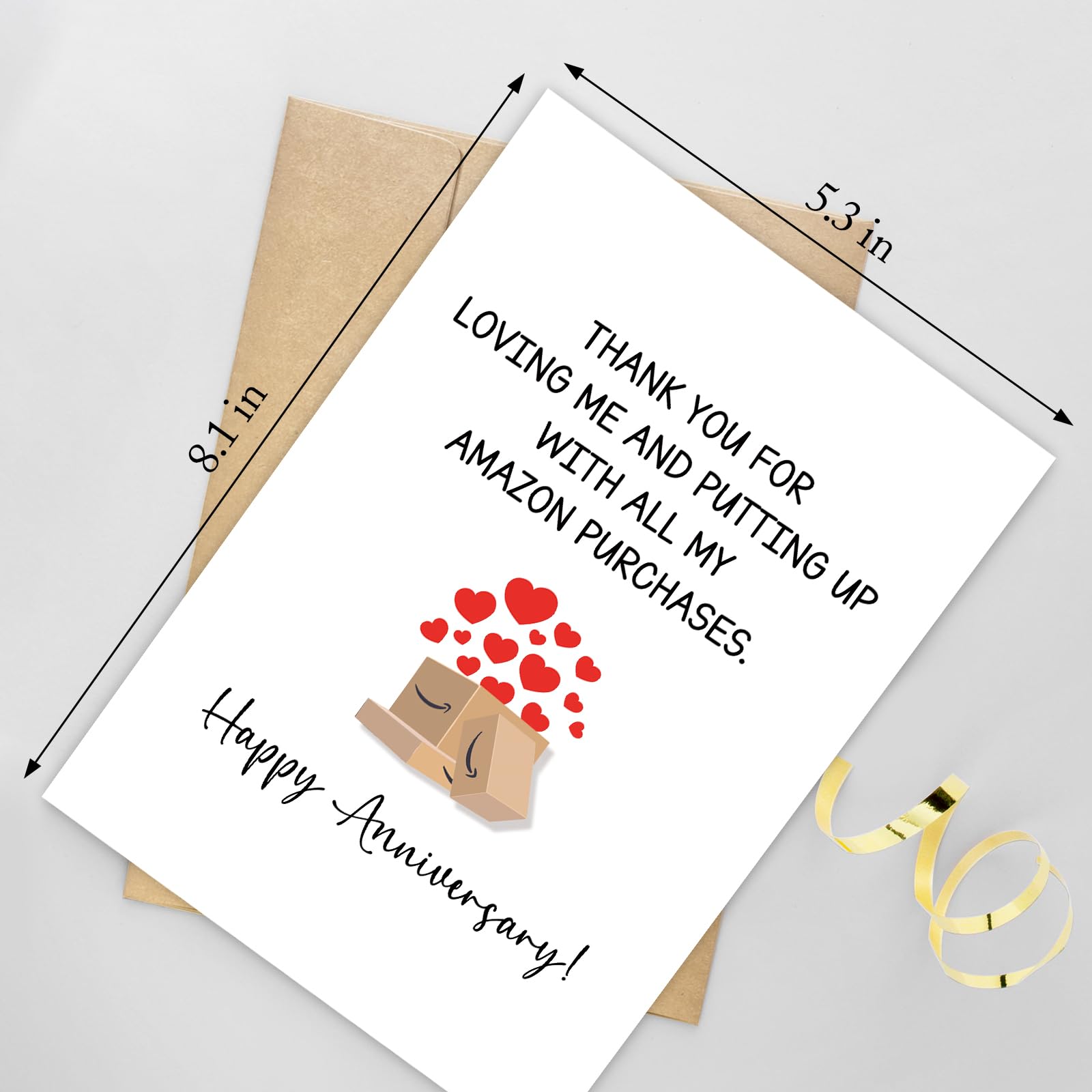 Naixiwen Funny Purchase Support Anniversary Card, Happy Anniversary Card for Husband Boyfriend, Thank You for Loving Me and Putting Up with All My Purchases