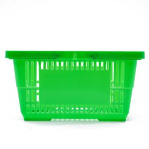 RABEEXP 12 Pcs Shopping Baskets 28L 7.4Gal Plastic Shopping Baskets with Handles, Portable Grocery Basket for Supermarket Retail Shop Book Store Laundry, 18.9x13x10.2 Inch (Green)