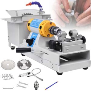 jewelry lapidary saw for cutting rocks, mini table saws grinder polishing machine 0-10000r/min with flexible shaft, benchtop jewelry tools gemstone saw cutting jade