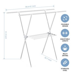 SZJoyBet Clothes Drying Rack 2 Tiers, Heavy Duty Drying Rack Clothing Folding Indoor Outdoor, Stainless Steel Laundry Drying Rack, Portable Garment Rack, Blanket Rack Clothesline(61 Inches)