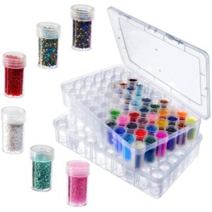 mpowtech 60 Grids Bead Organizer and Storage Diamond Painting Containers Portable Plastic Case Box Arts Crafts Storage for Seeds Beads Sewing Cosmetic Nail Glitter Powder Small Parts Rhinestones