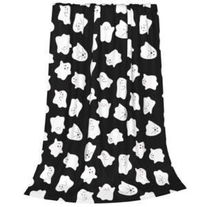 joktacular throw blanket halloween, cute ghost soft ligtweight black blanket, durable cozy anti-pilling flannel blanket for baby kids girls best home decor 40""x50""